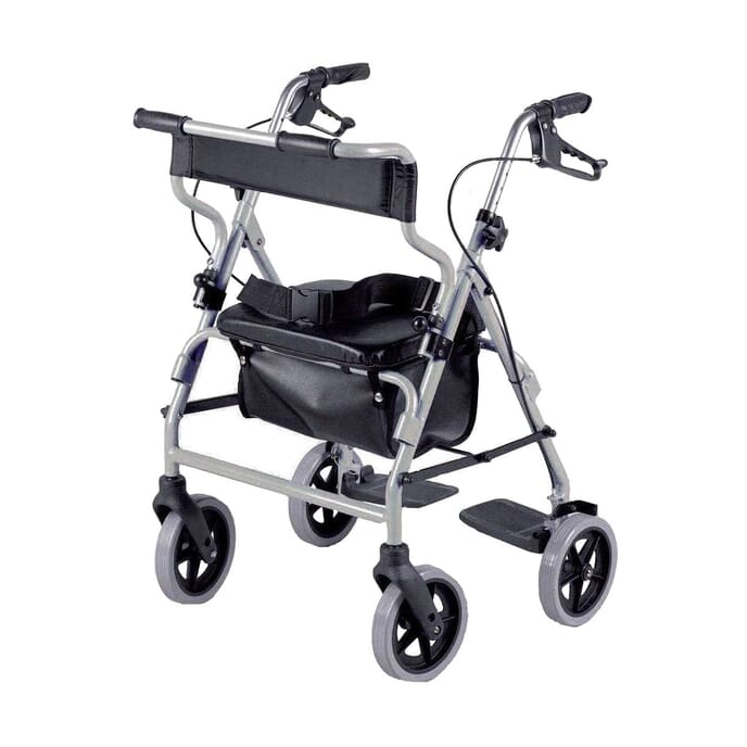 rollator and transit chair combination silver