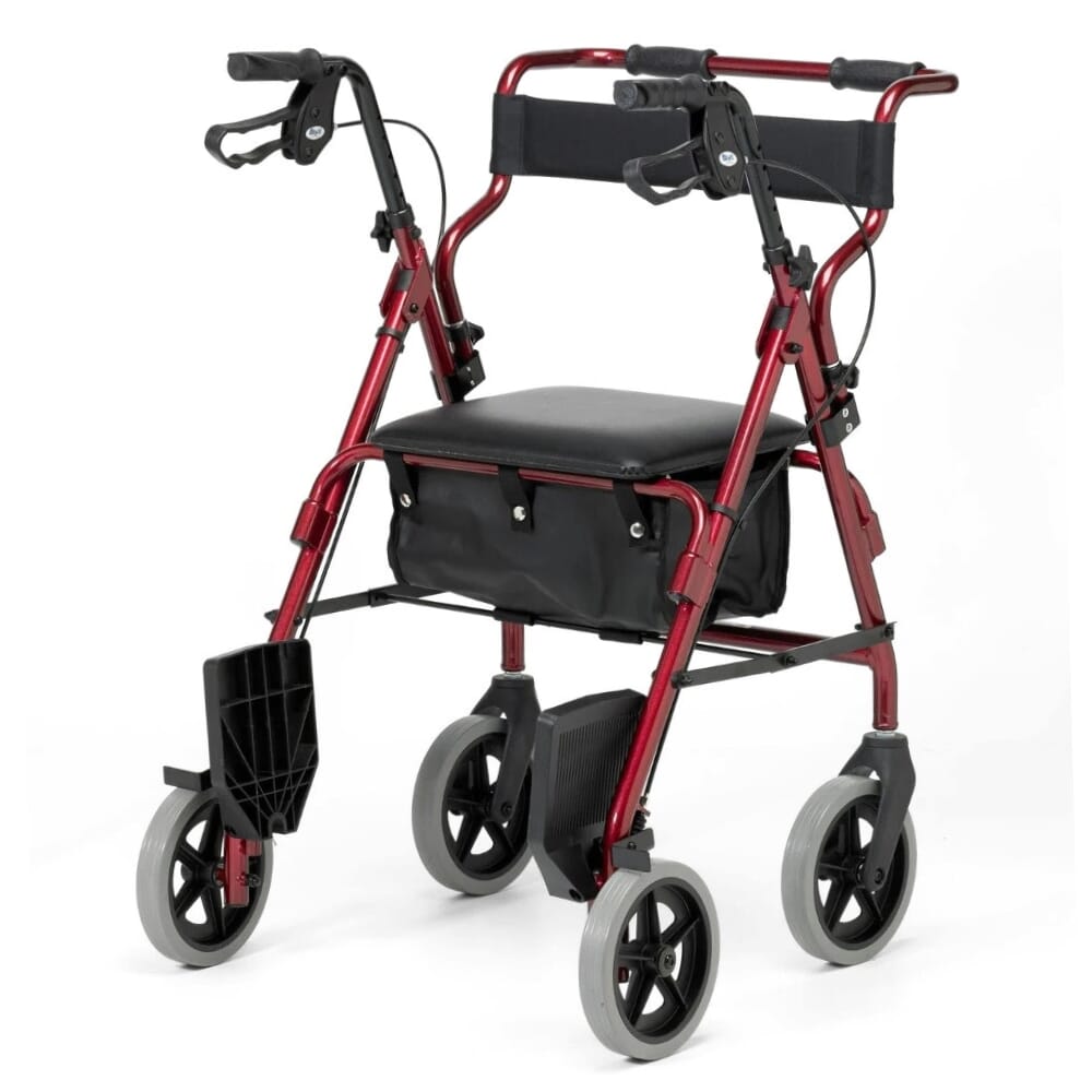 rollator transit chair combination burgundy back