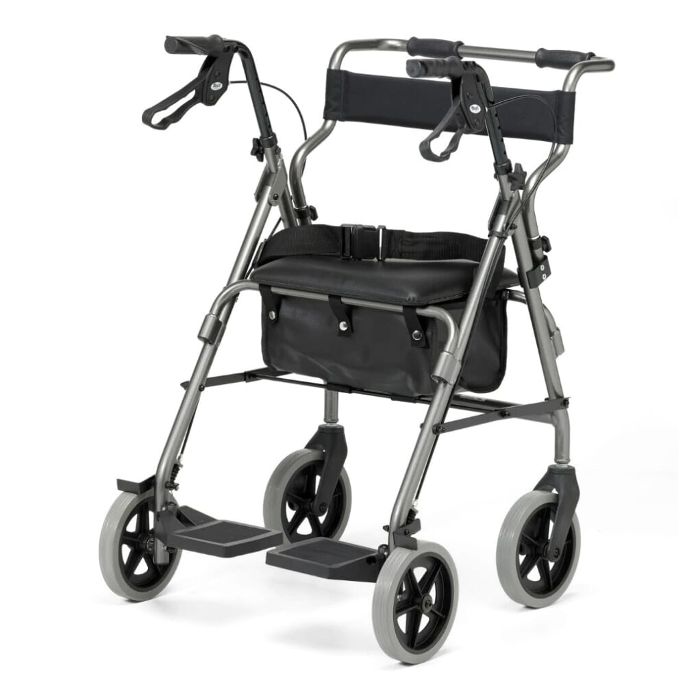 rollator transit chair combination silver back
