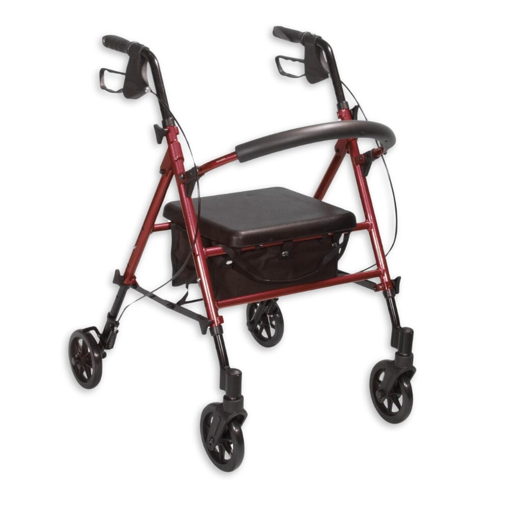 rollator with height adjustable seat red 1