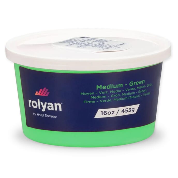 rolyan hand therapy putty medium green 454g