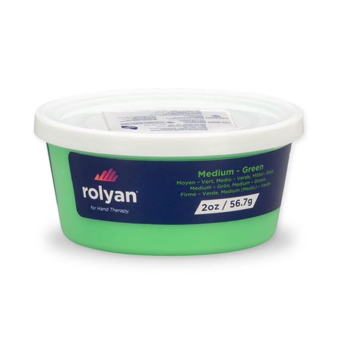 rolyan hand therapy putty medium green 57g