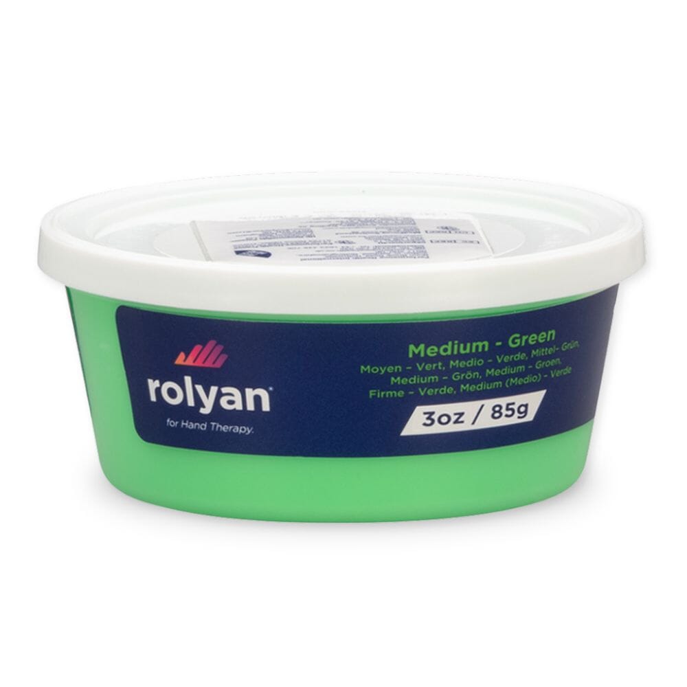 rolyan hand therapy putty medium green 85g