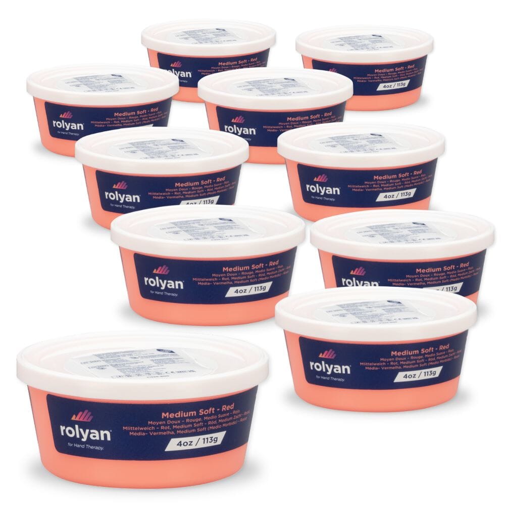 rolyan hand therapy putty medium soft red 113g pack of 10
