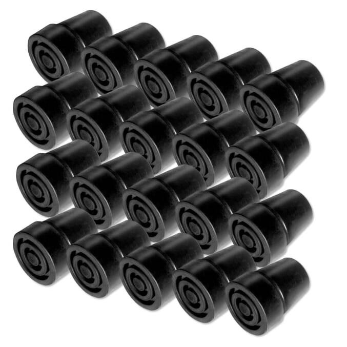 rubber ferrules 19mm black pack of 20