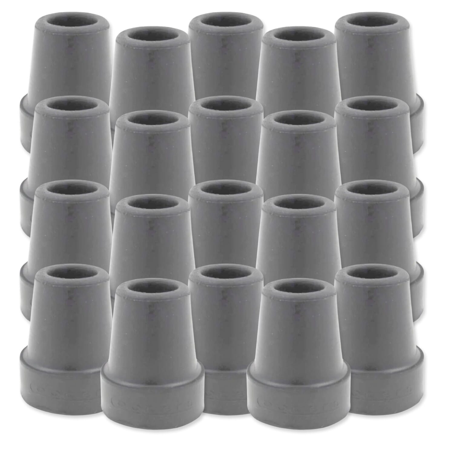 rubber ferrules 22mm grey pack of 20