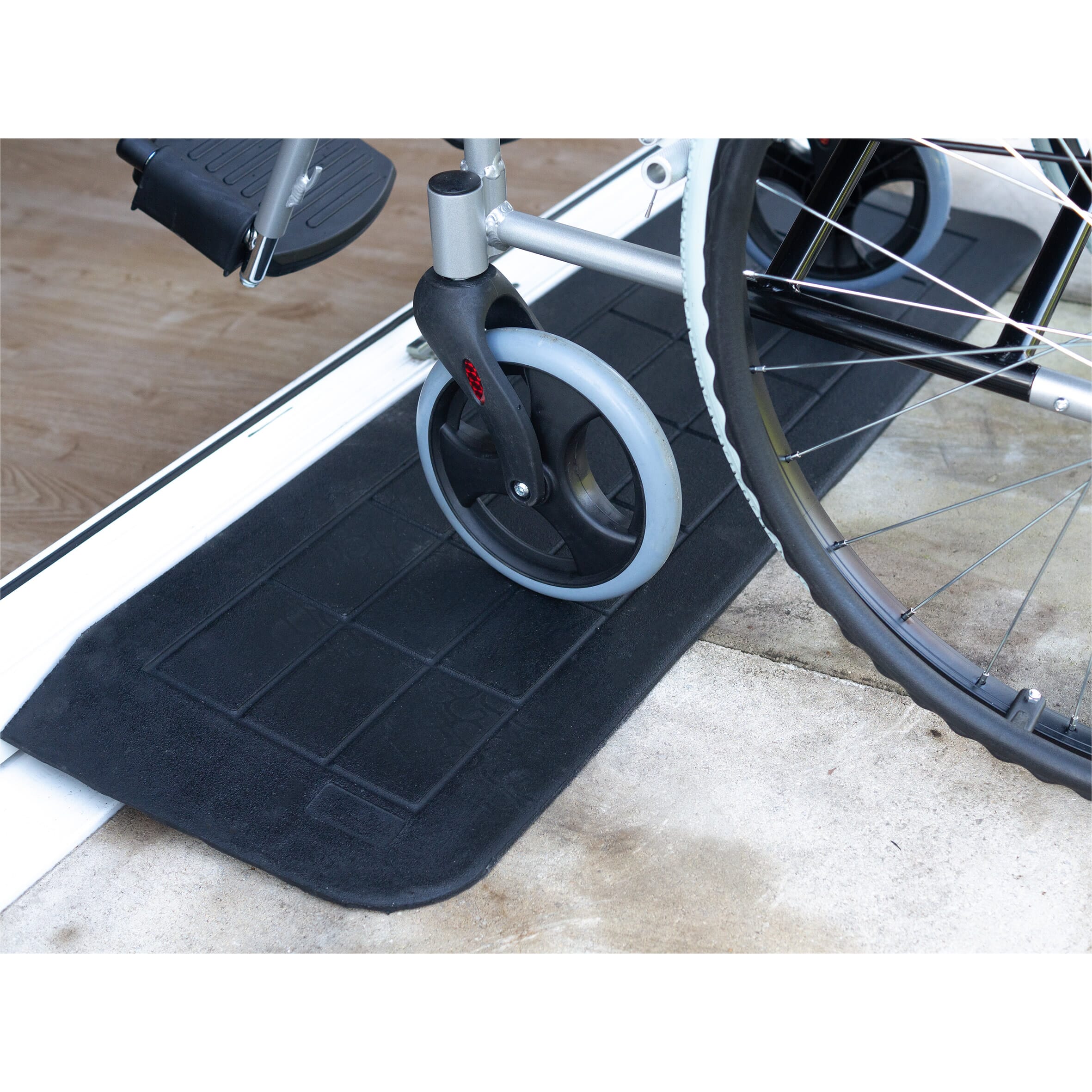 rubber threshold ramps 30mm high shown with wheelchair