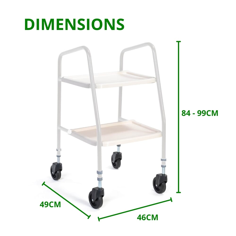 rutland adjustable trolley white dimensions
