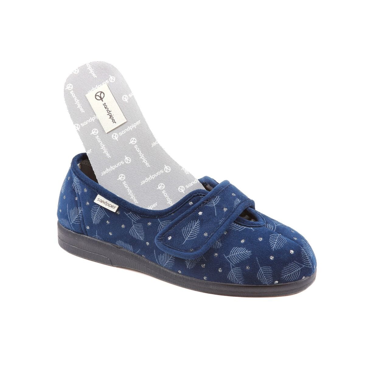 sadie ladies extra wide slipper navy insole