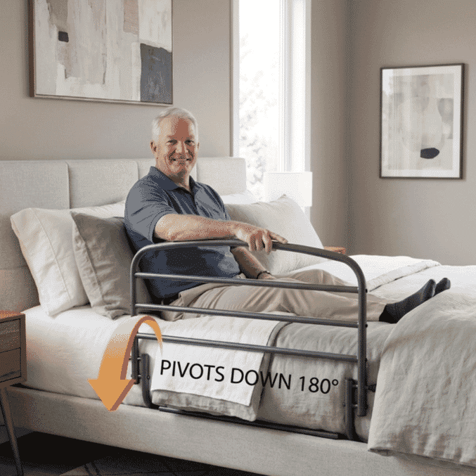 safety bed rail in use