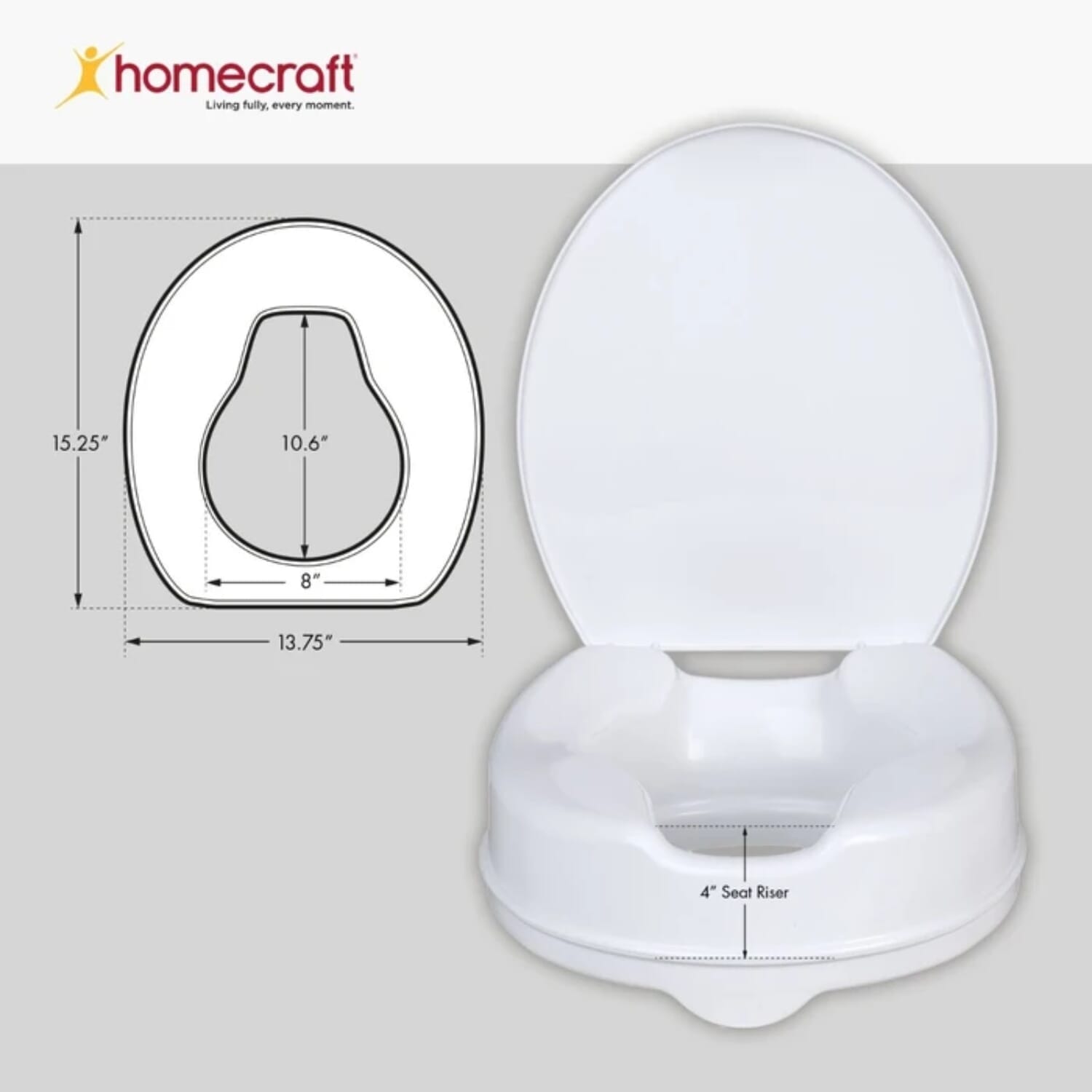 savanah raised toilet seat with lid 10cm