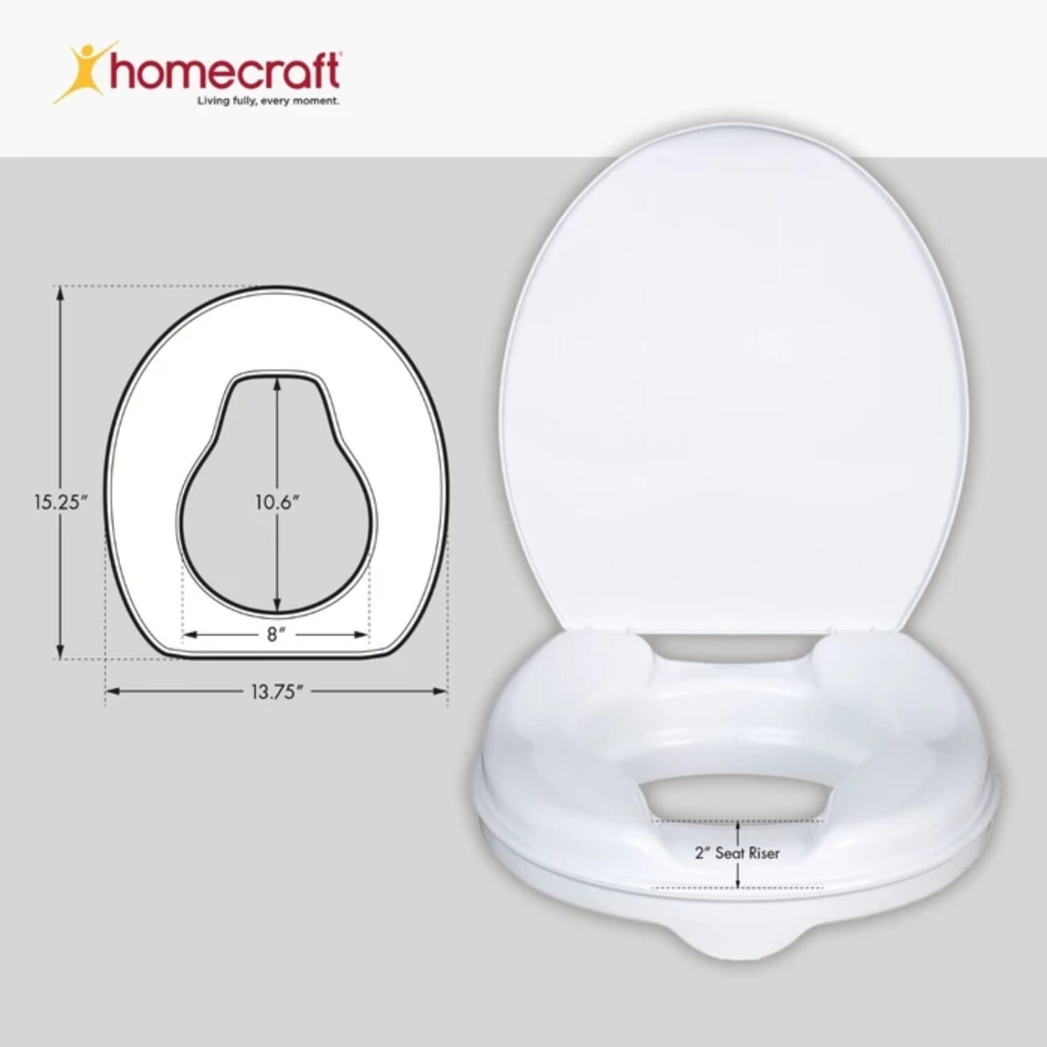 savanah raised toilet seat with lid 5cm