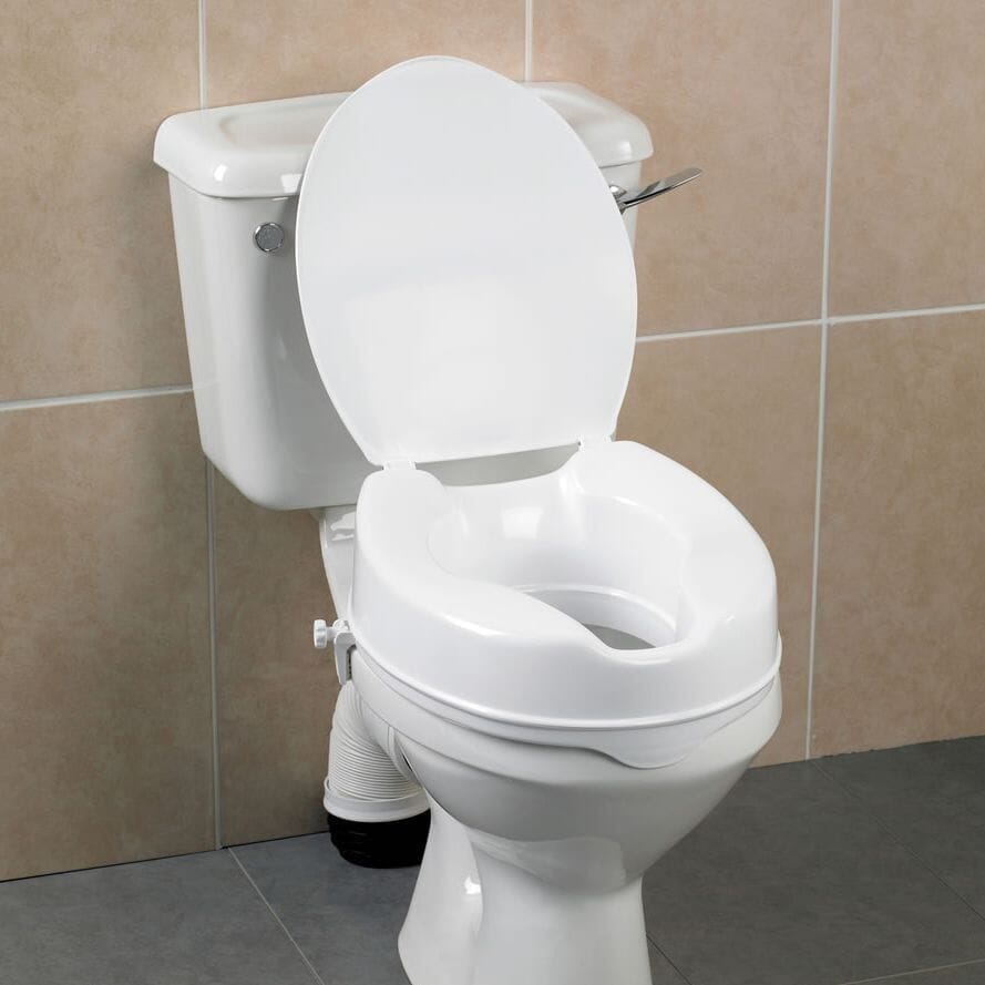 savanah raised toilet seat with lid on toilet