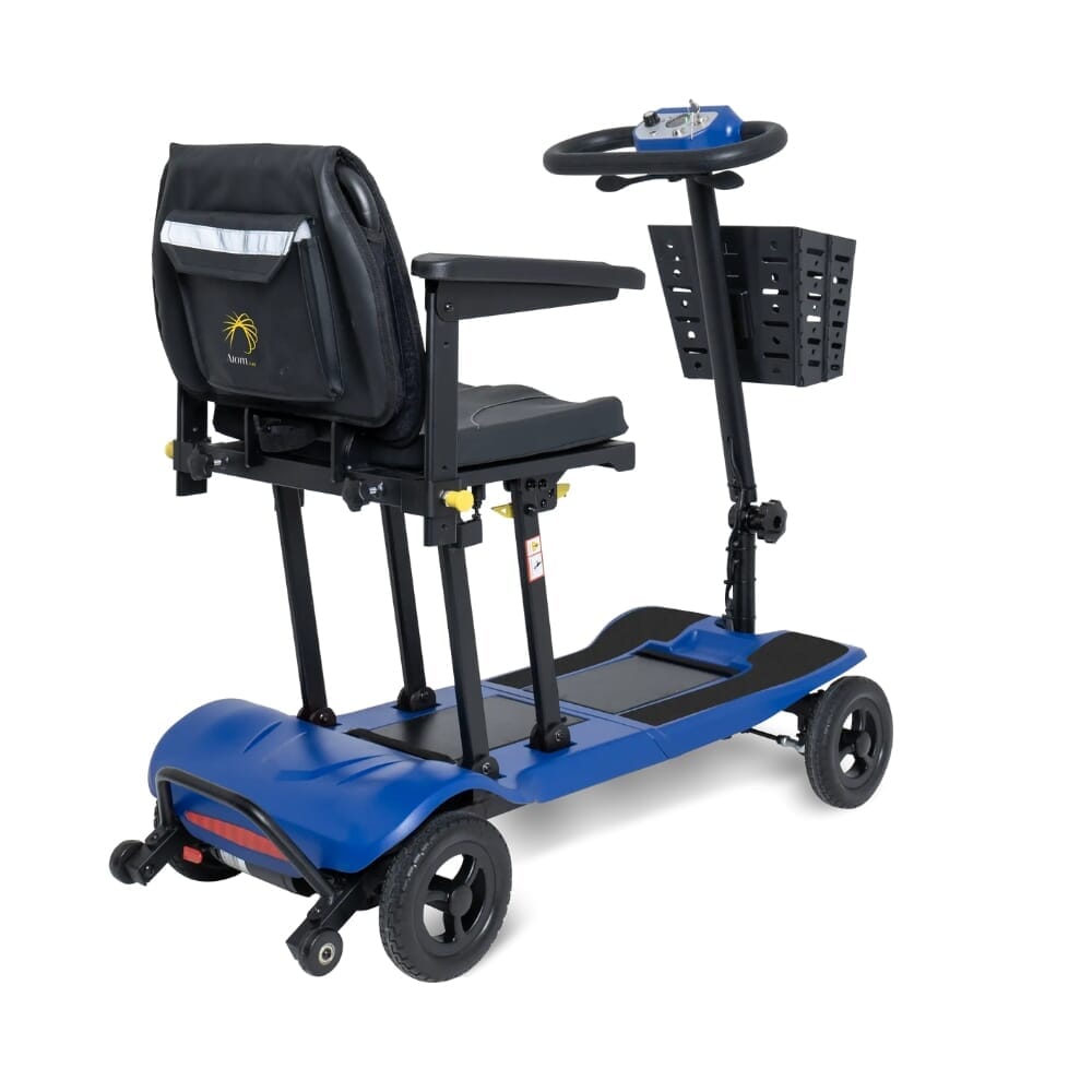 scooterpac atom fold mobility scooter marine blue back