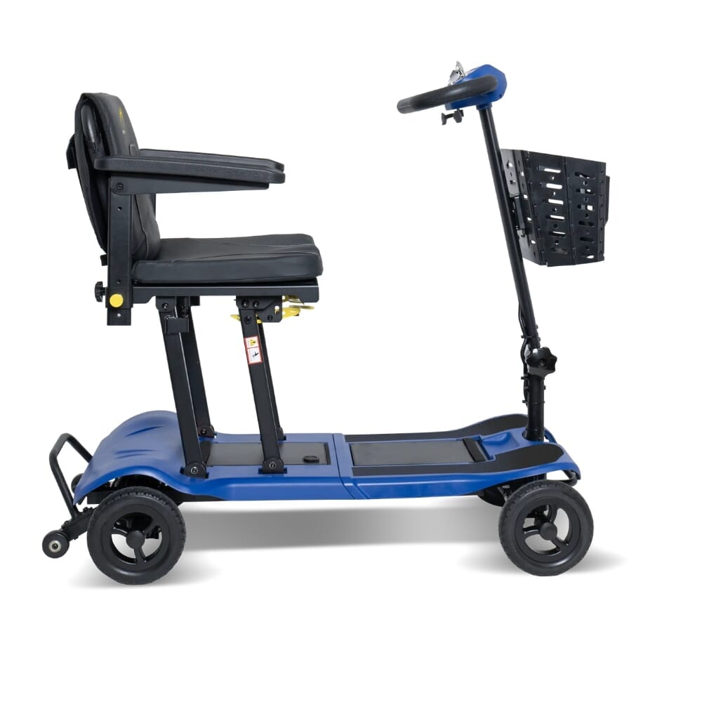 scooterpac atom fold mobility scooter marine blue side