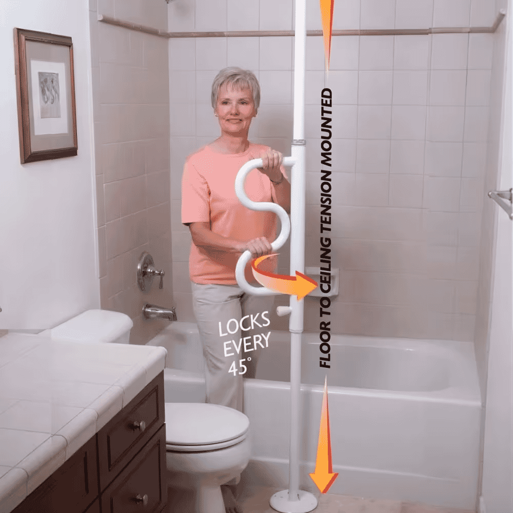 security pole curve grab bar in use