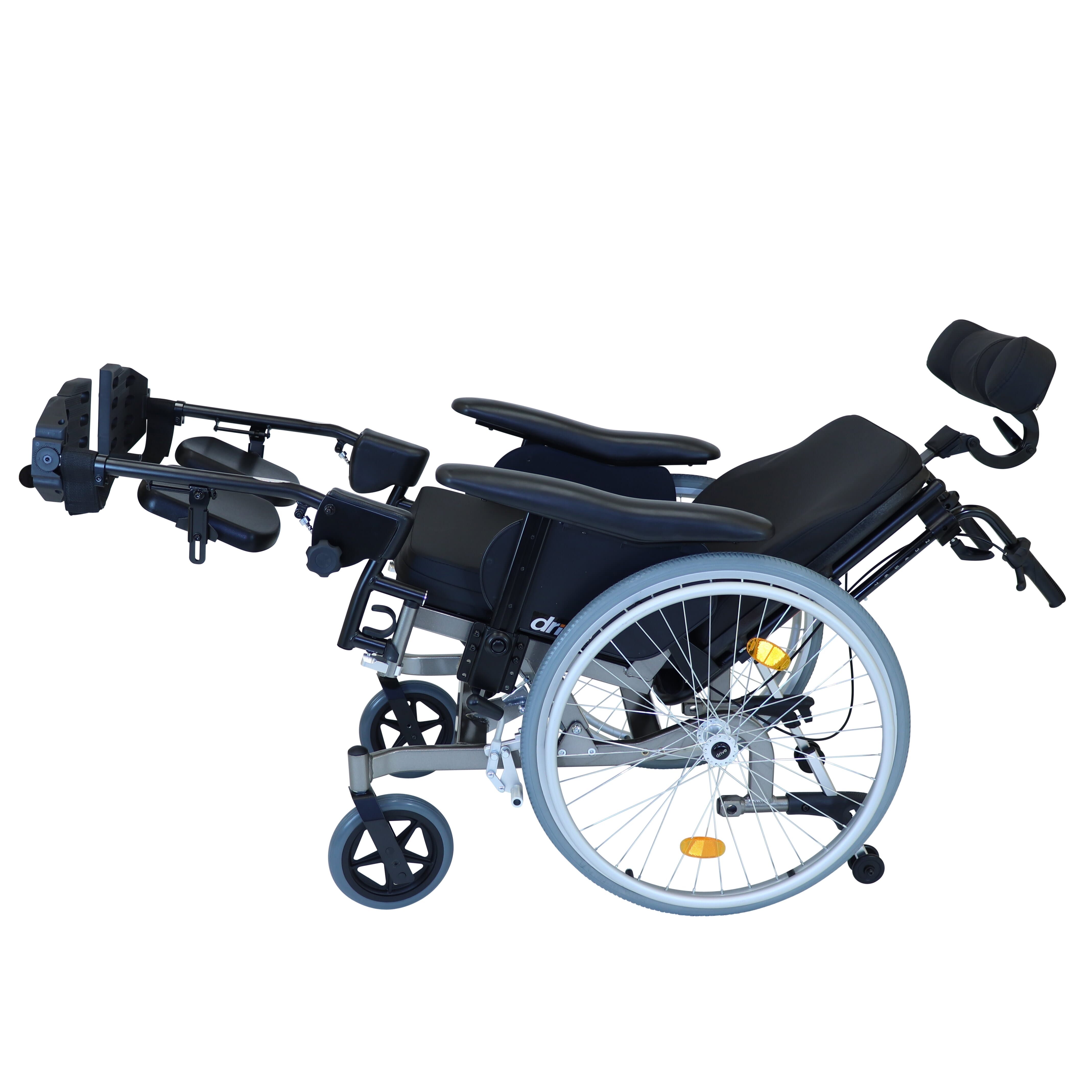 self propel tilt padded wheelchair tilted