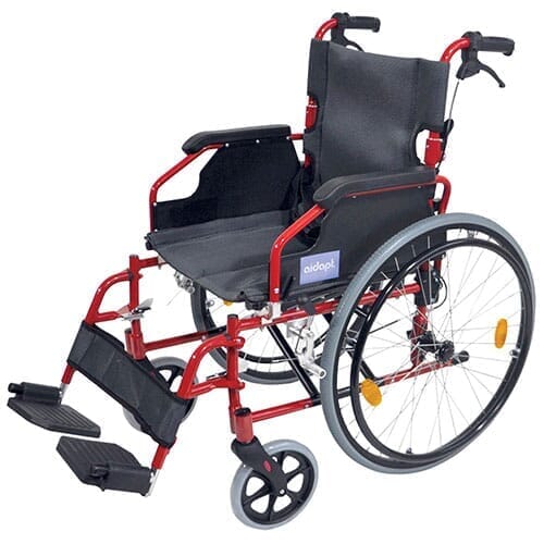 self propelled lightweight wheelchair red