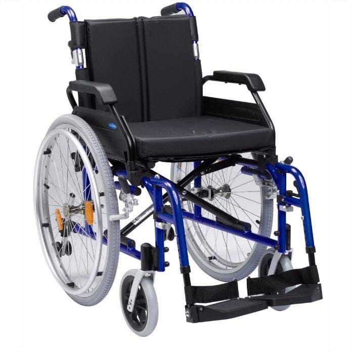 View Enigma XS Aluminium Wheelchair SELF PROPEL 18 BLUE SOLID TYRES information