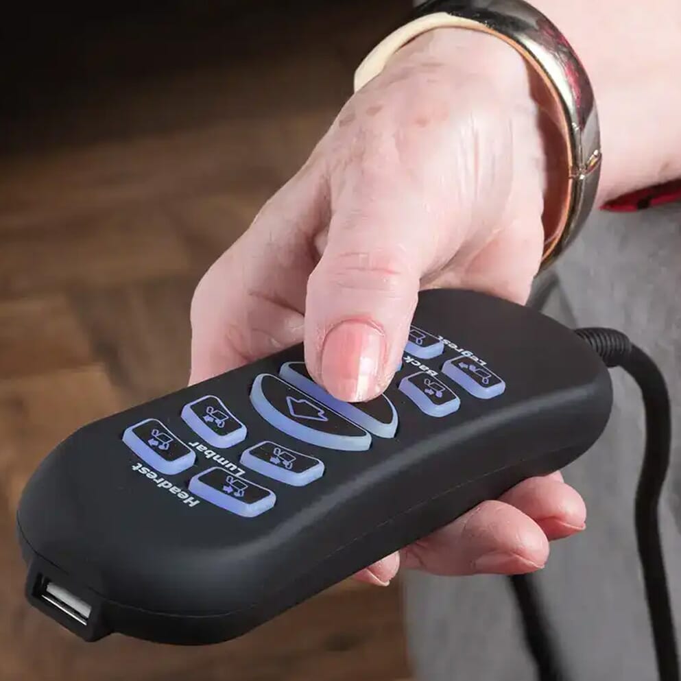 serenita luxury compact rise and recline chair handset