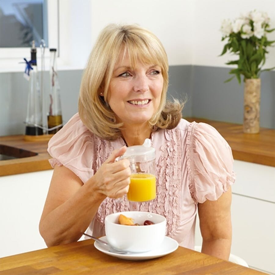 shatterproof mug in use