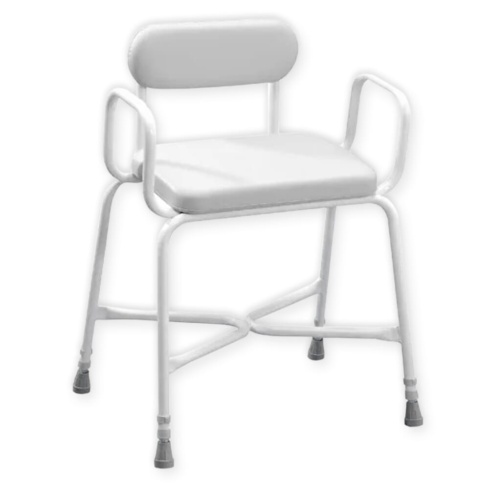 sherwood plus bariatric perching stool with arms and padded back