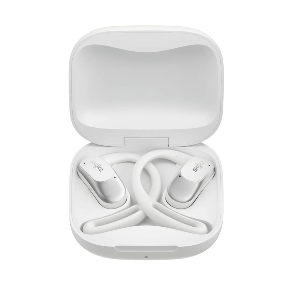 shokz openfit air earbuds white with case