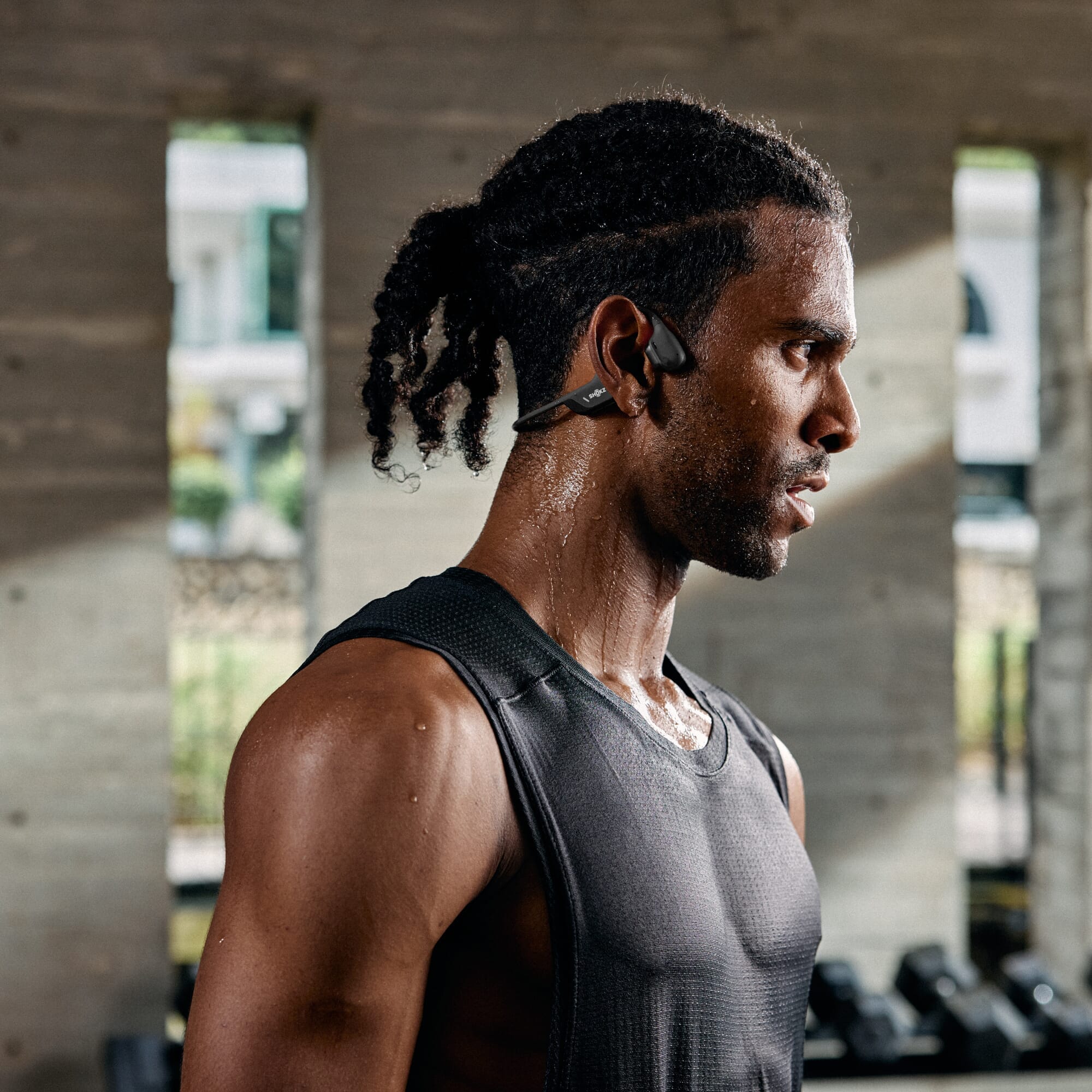 shokz openrun pro 2 mini headphones black in use