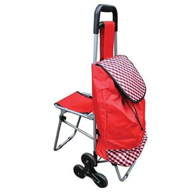 shopping trolley with folding seat