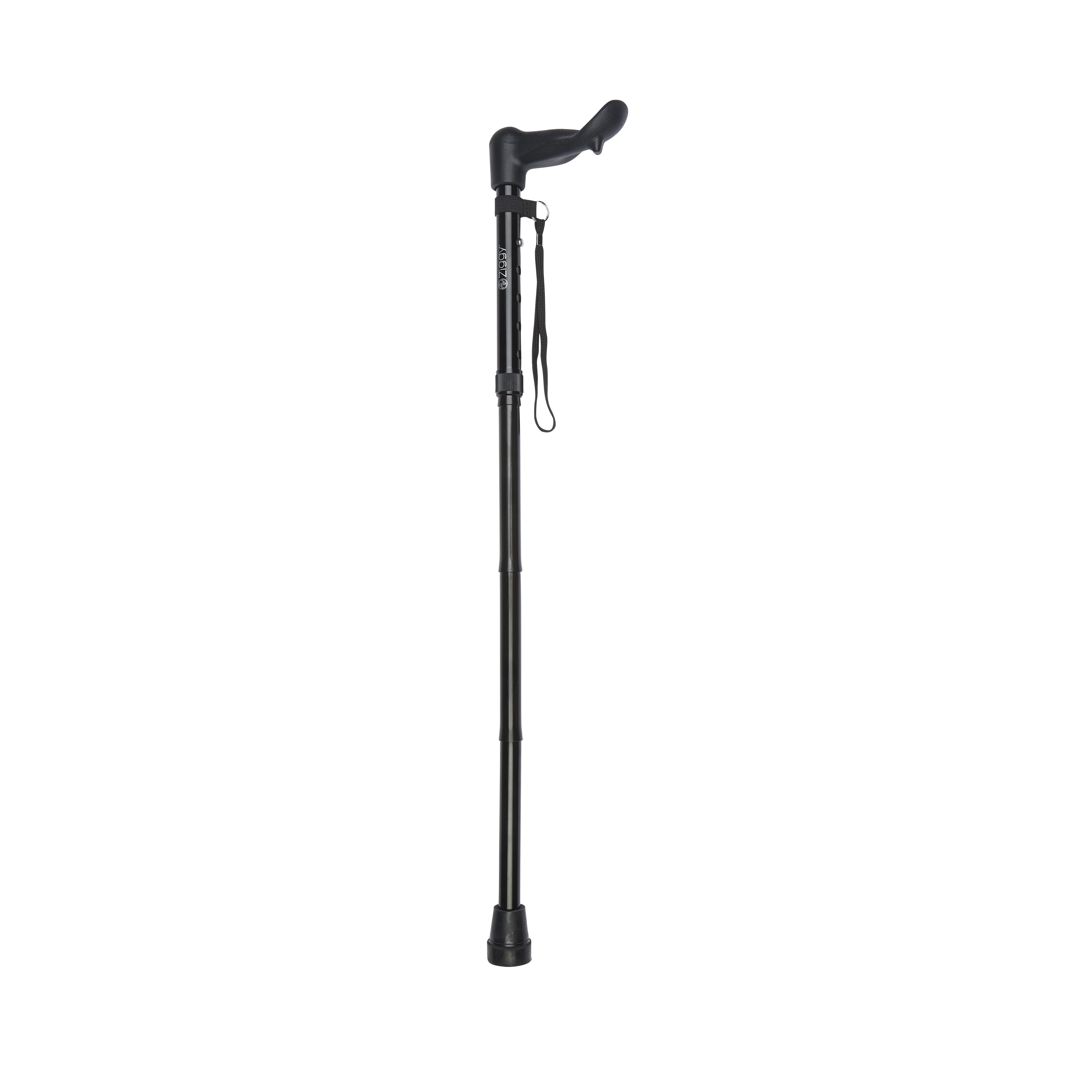 short anatomical handle folding stick black left hand
