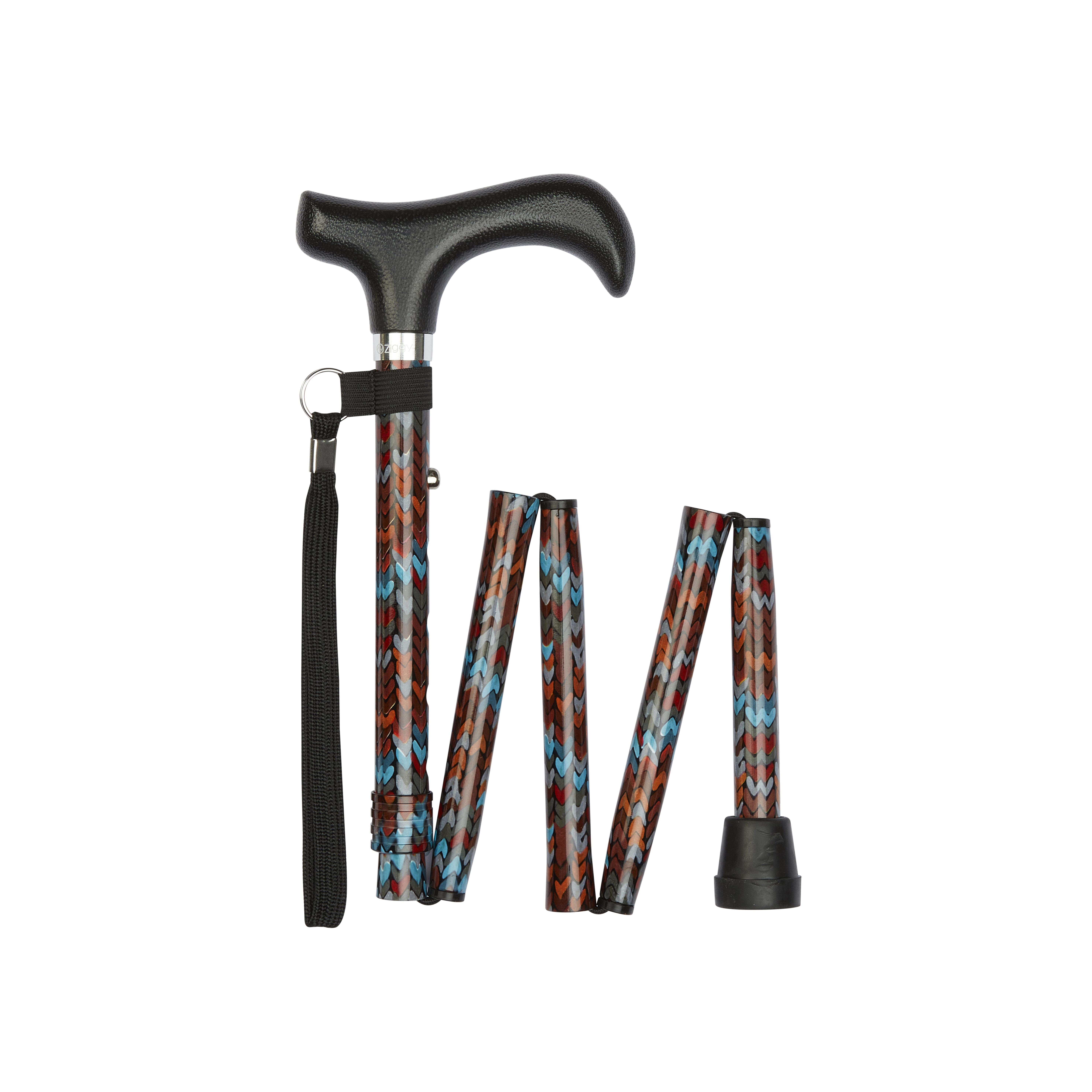 View Short Folding Walking Stick Hearts Pattern information