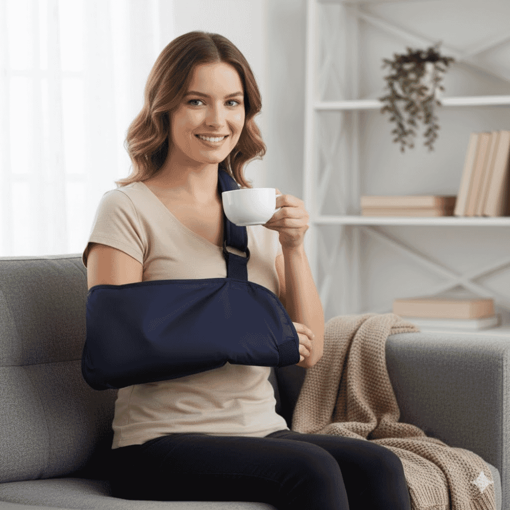 shoulder immobiliser sling in use