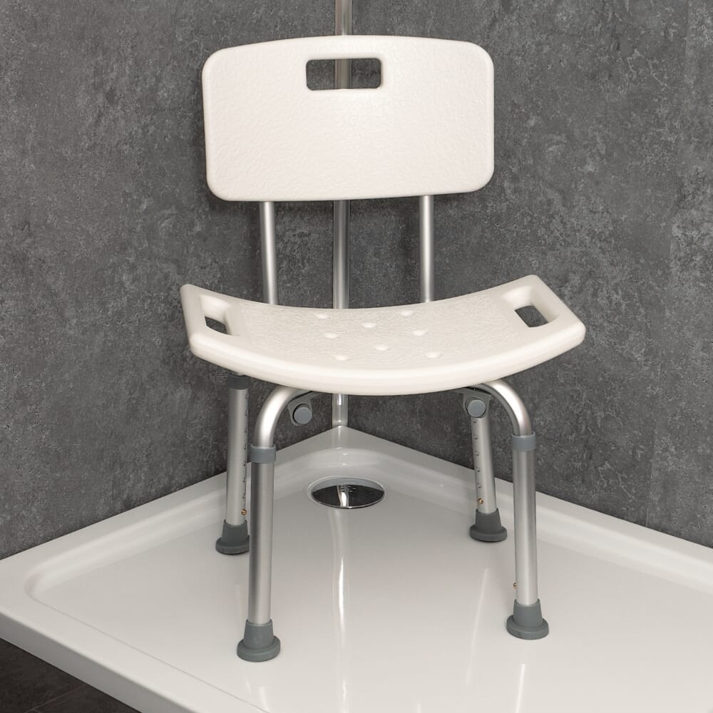 shower chair in shower