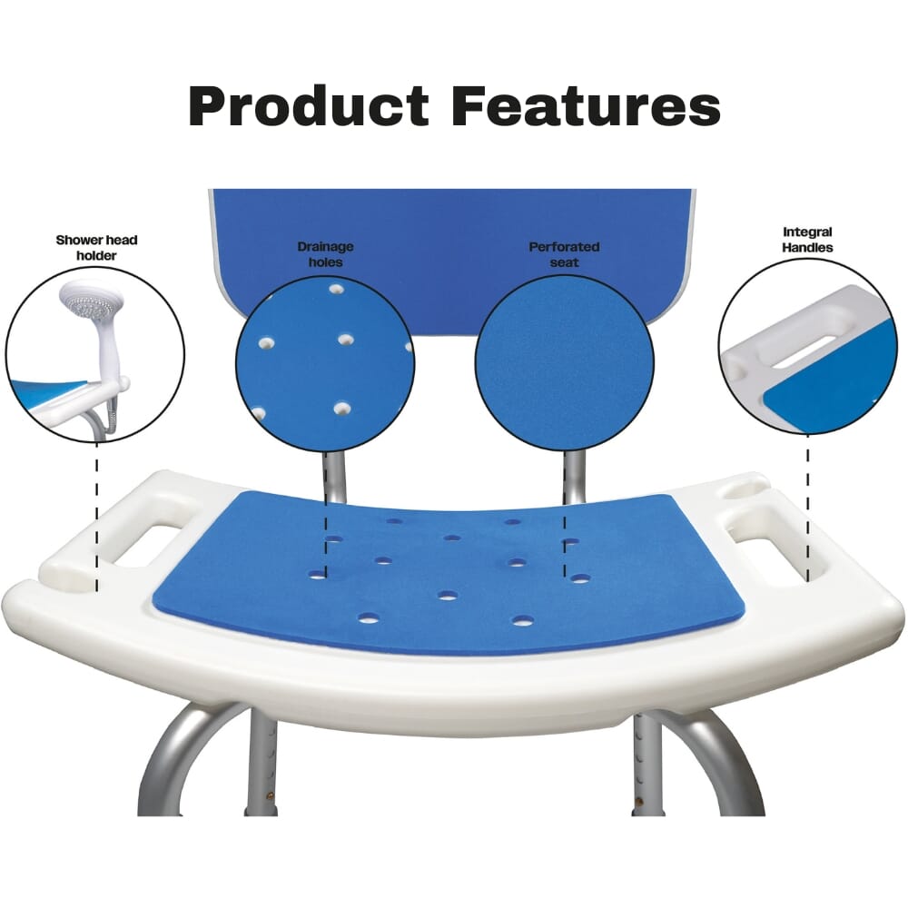 shower chair with padded seat backrest 