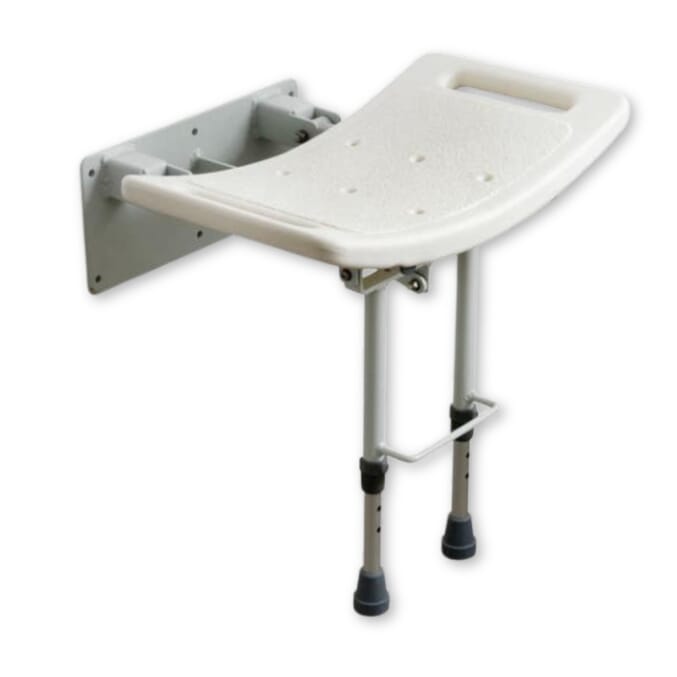 shower seat drop down in white with legs