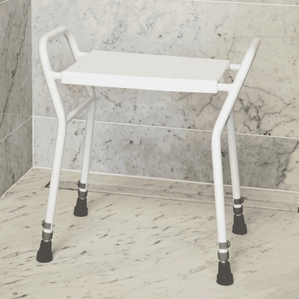 shower stool with handles in shower