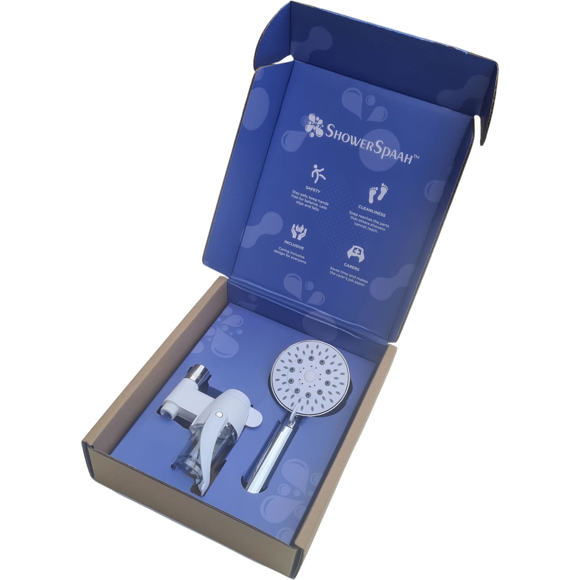 showerspaah with bubble showerhead in box