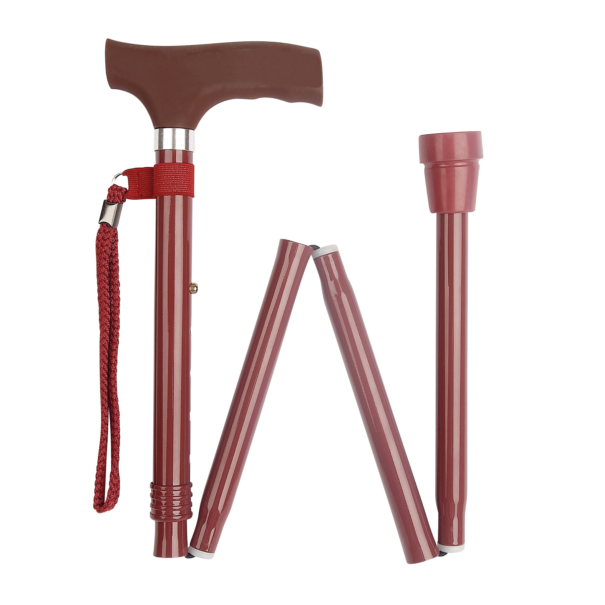 Silicone Crutch Handle Folding Stick Burgundy