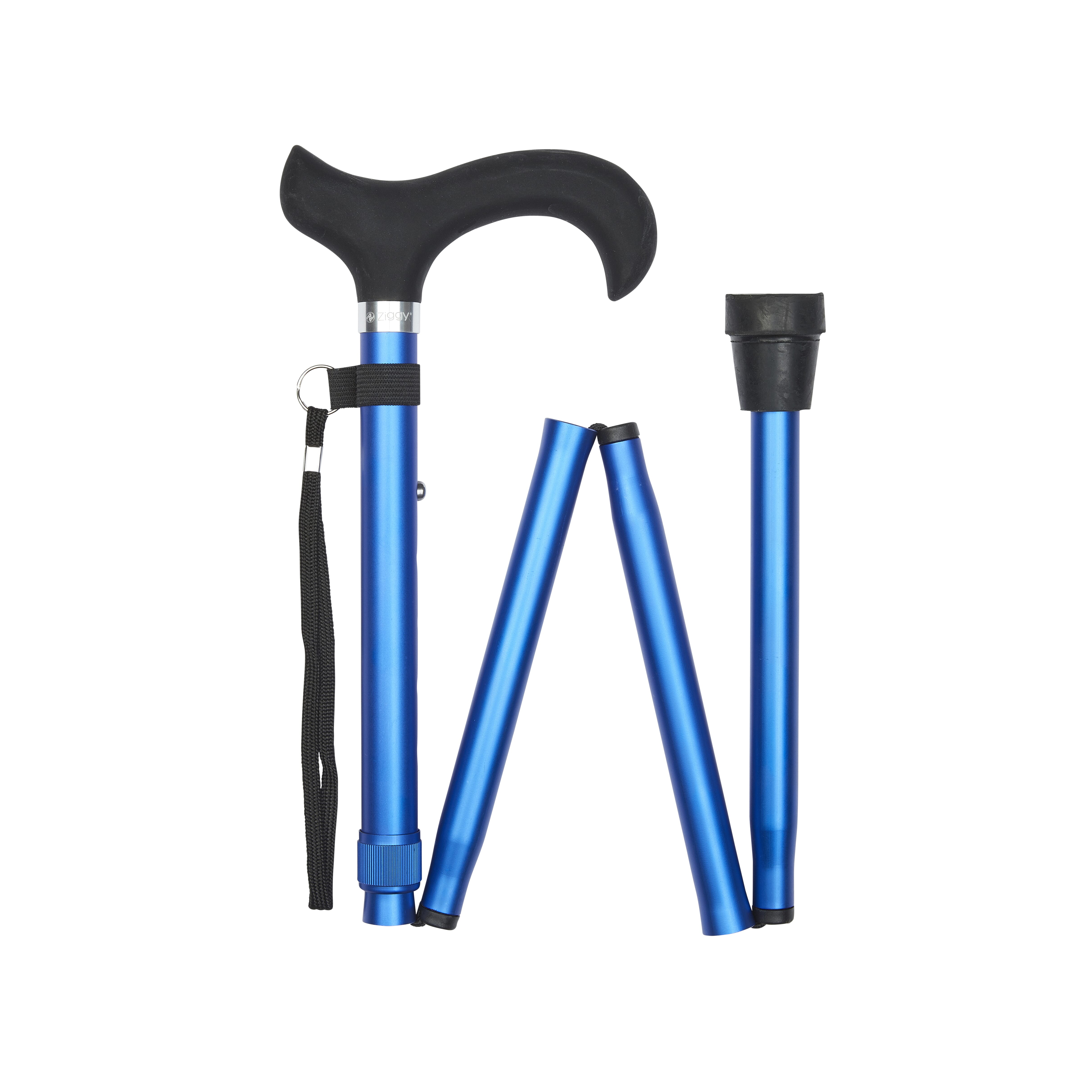 silicone derby handle folding stick blue folded