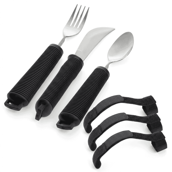 six piece cutlery set with straps black