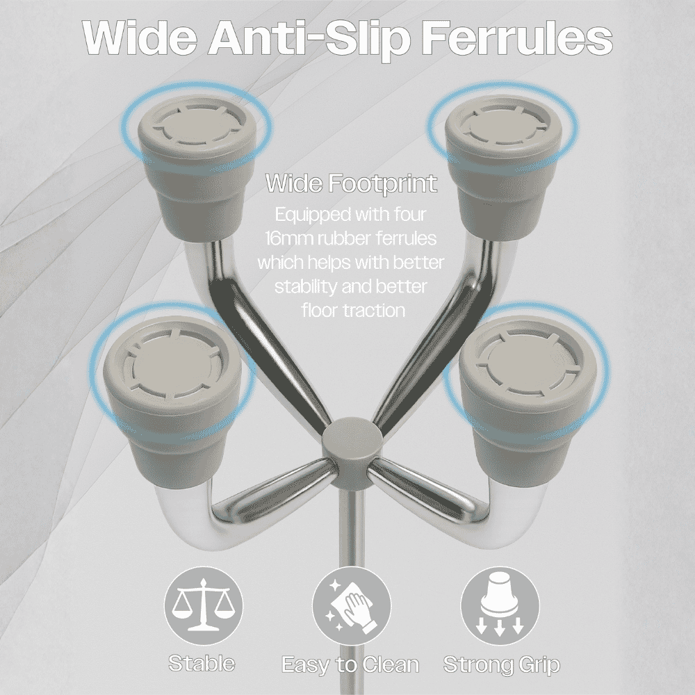small base quad walking stick anti slip ferrules