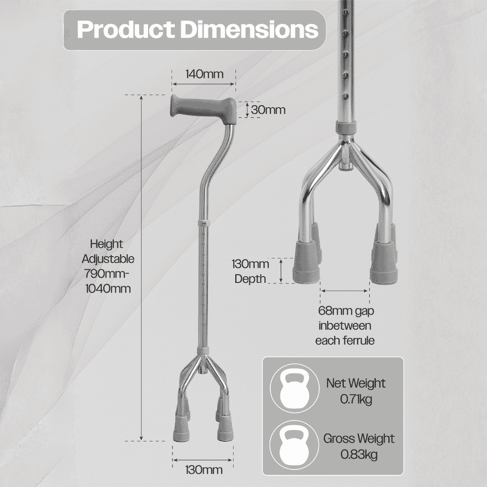 small base quad walking stick dimensions