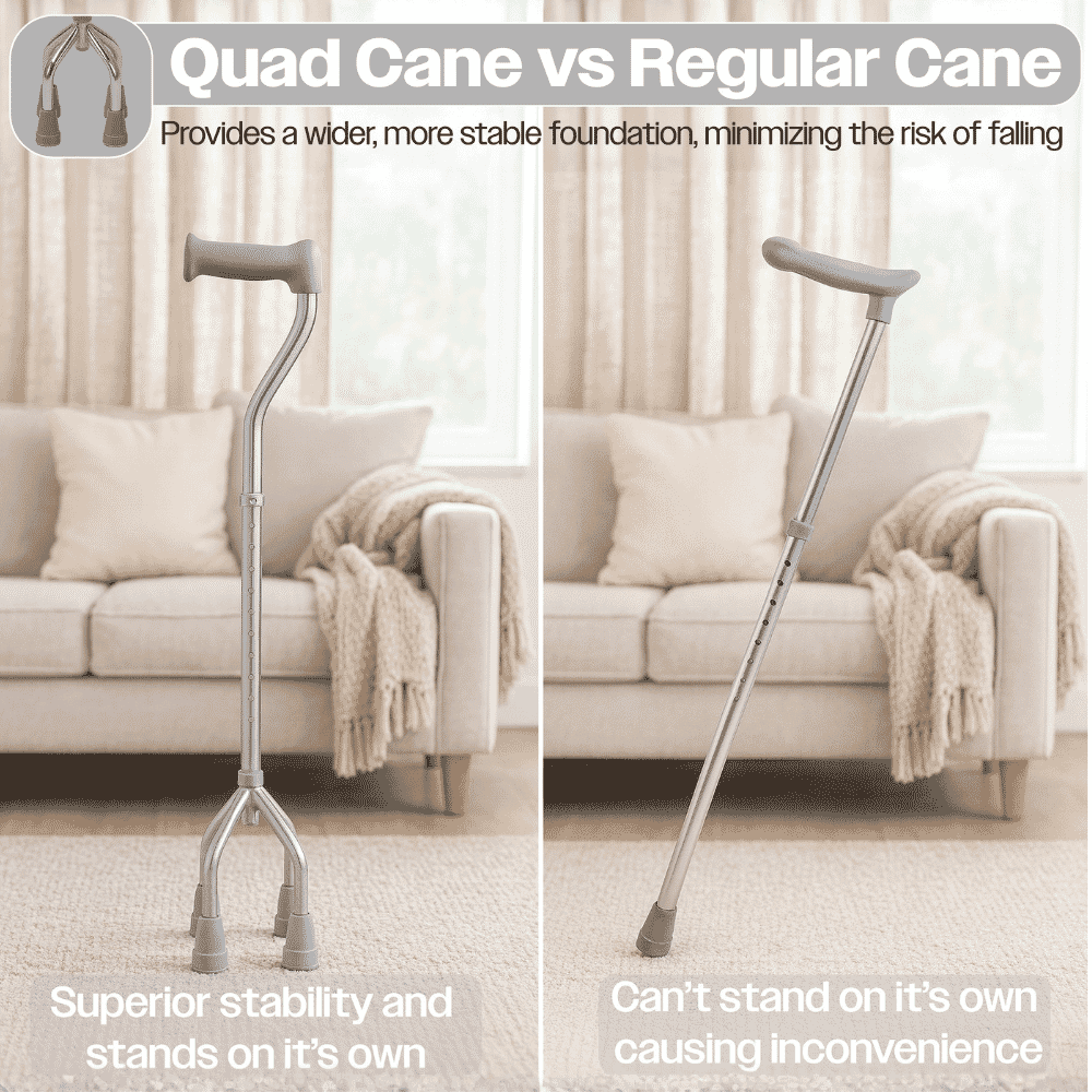 small base quad walking stick freestanding