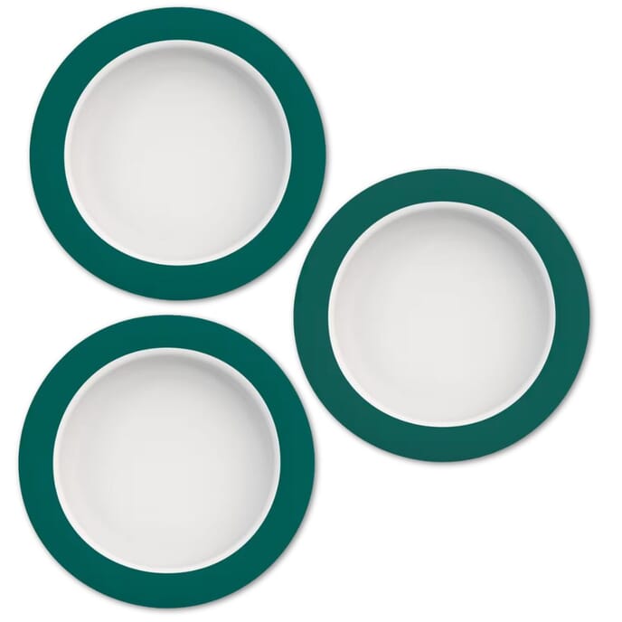 small plate with sloped base teal rim pack of 3