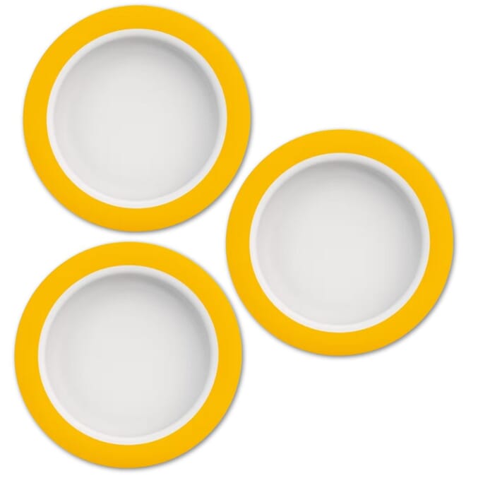 Small Plate With Sloped Base - Yellow Rim - Pack of 3 from Essential Aids