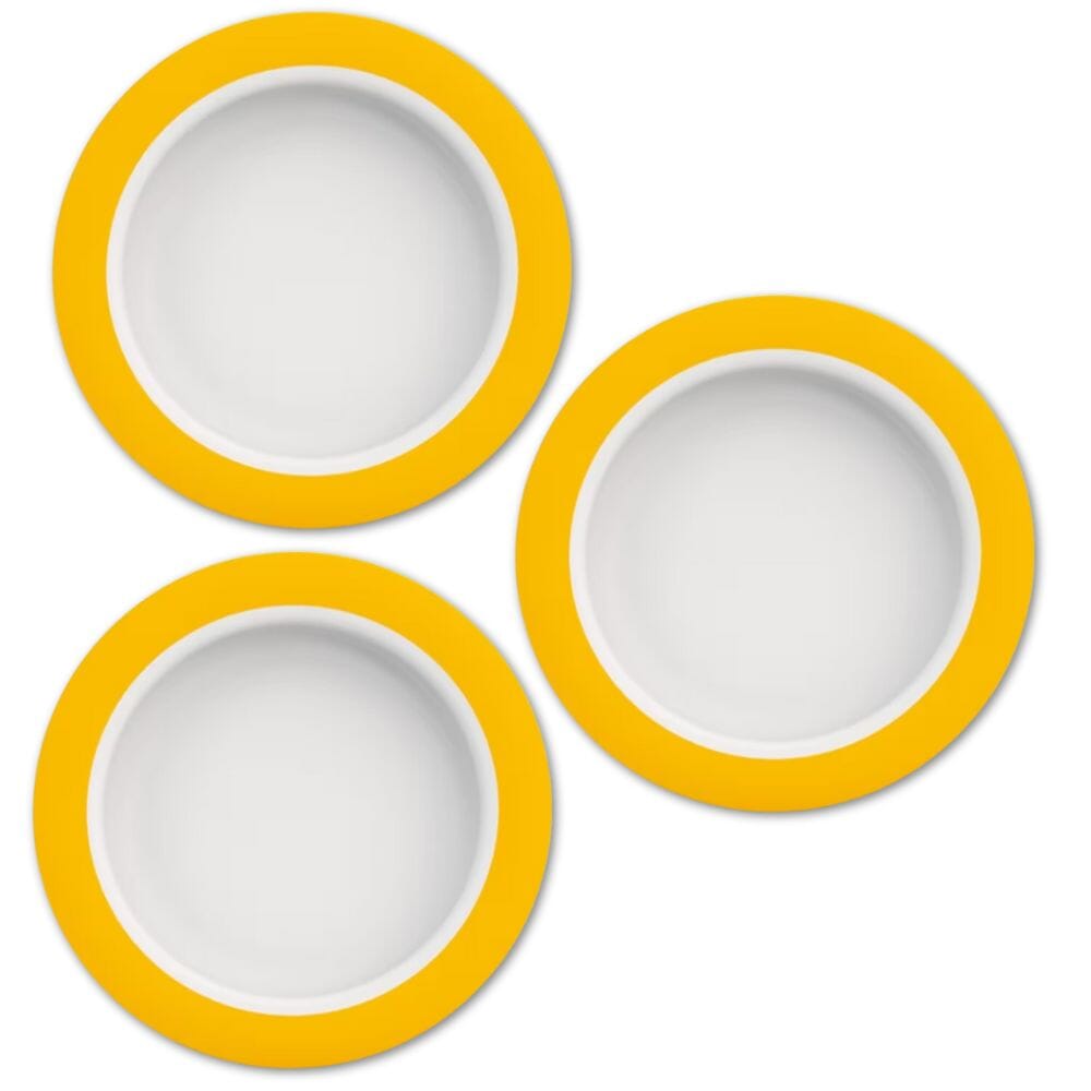 small plate with sloped base yellow rim pack of 3
