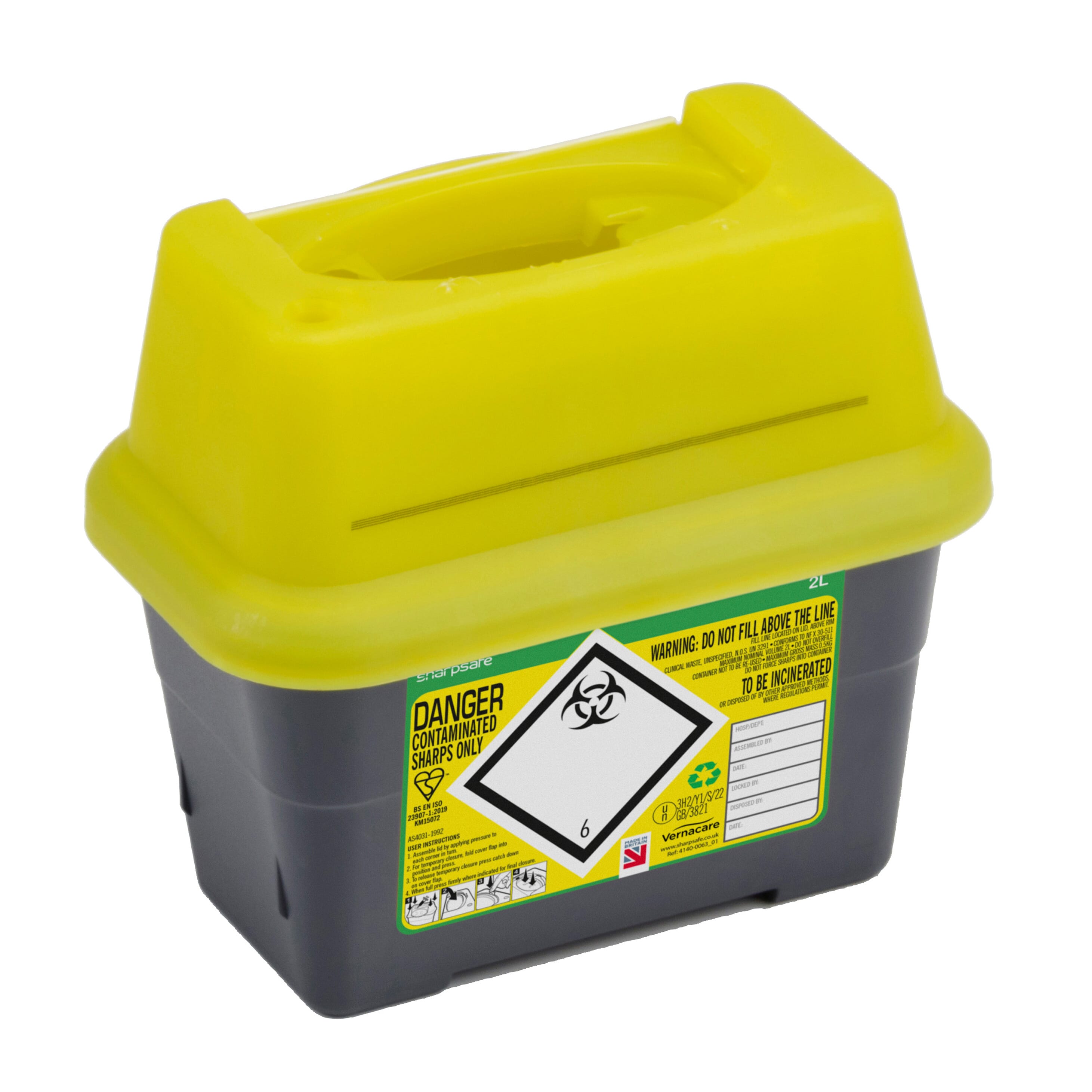 small sharps bin 2 litre opening