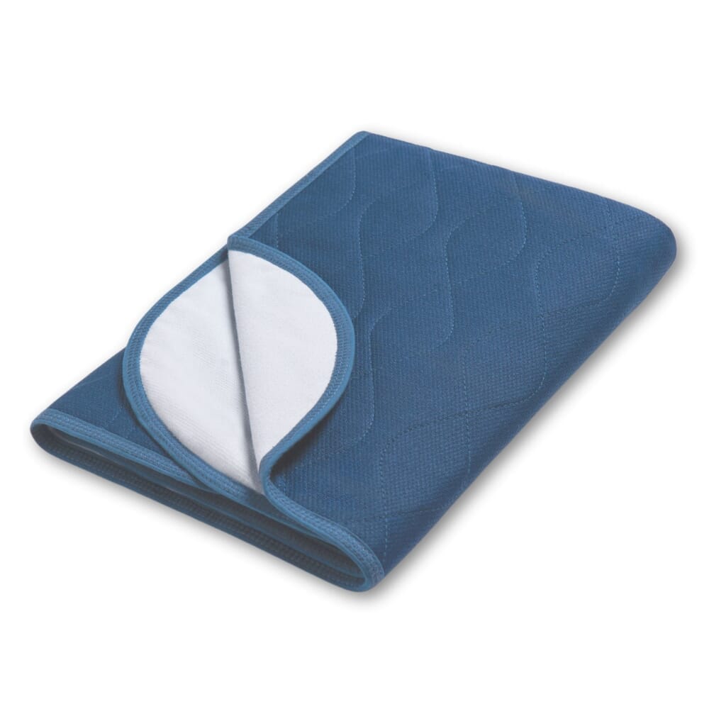 small washable chair pad blue folded