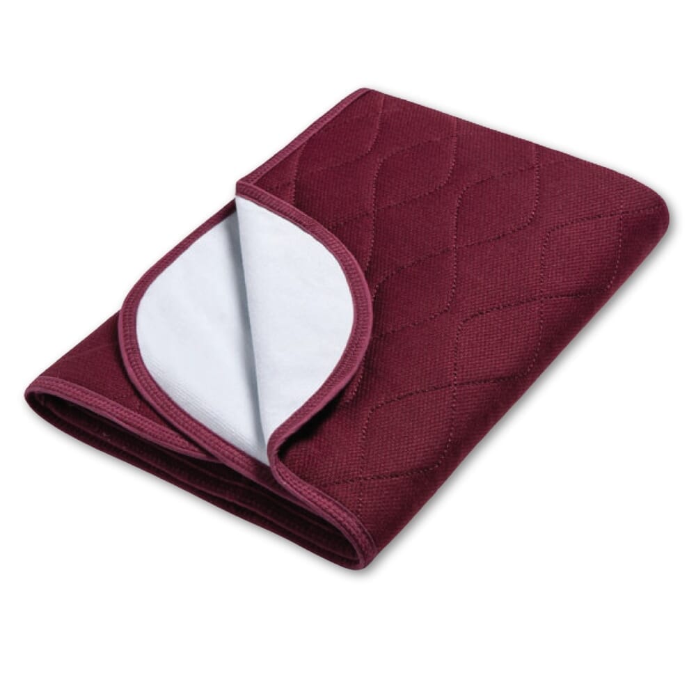small washable chair pad maroon folded