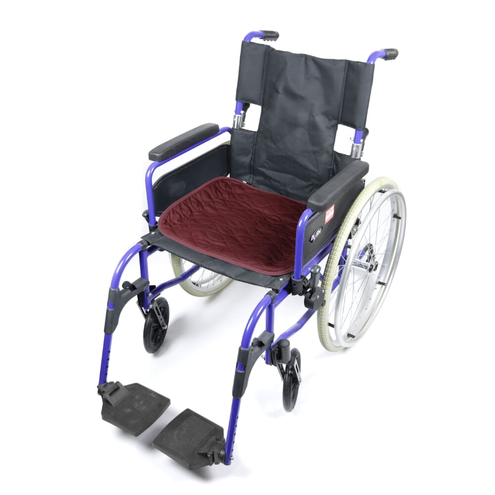 small washable chair pad maroon on chair